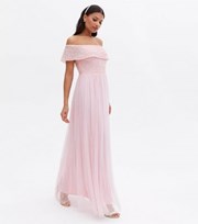 Maya Deluxe Pink Sequin Bardot Maxi Dress